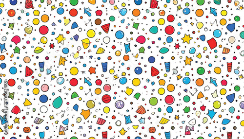 Colorful icons and symbols pattern.