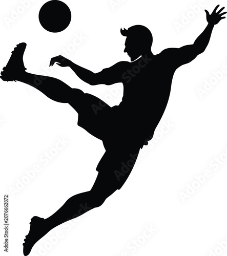 A Dynamic Silhouette Of A Soccer Player Performing An Athletic Bicycle Kick