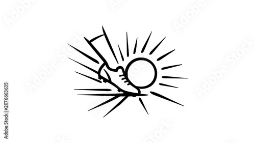 Clean flat vector line icon depicting a penalty kick moment in soccer, suited for tournament brackets, sports lessons, match recaps, and rule sheets.