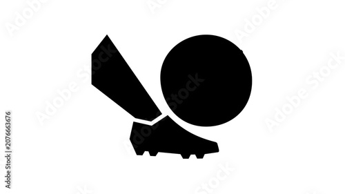 Clean flat vector line icon depicting a soccer player making a volley kick, great for coaching cards, match graphics, sports apps, and goal content.