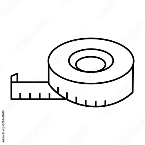 Simple line art icon of a coiled measuring tape tool