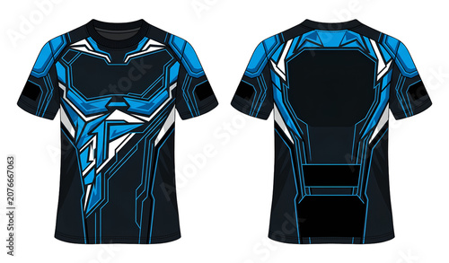 Untitled design - Modern Black Esports Jersey Design with Futuristic Blue White Geometric Vector Template