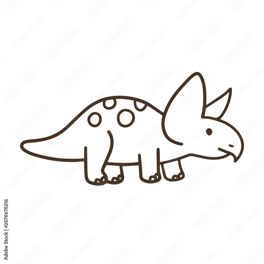 Fototapeta premium Coloringbook for school. Kawaii Dinosaur Clipart. Cute Cartoon Dinosaurs. Hand Drawn Vector Art. Prehistoric Animal Bundle. Digital Graphic Collection.