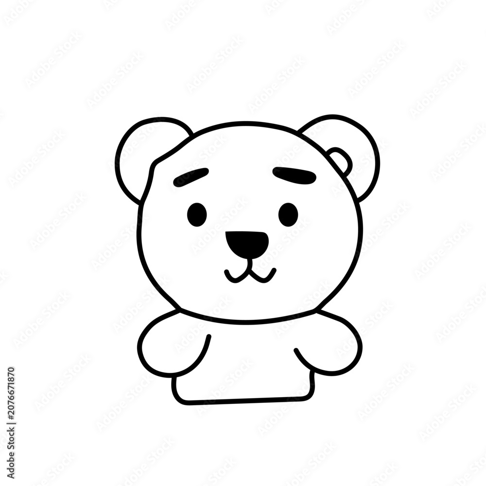 Obraz premium Cute Brown Teddy Bear with Bow Sitting Plush Toy Cartoon Vector Illustration for Baby Childhood Love Gift Design