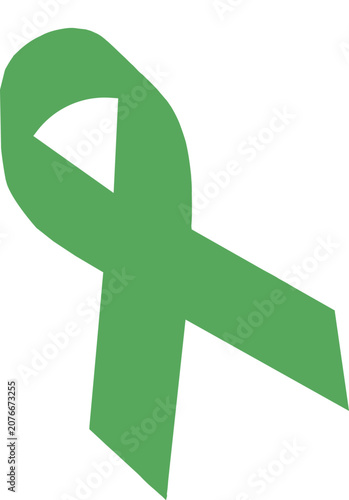 Green awareness ribbon symbol for mental health and wellness