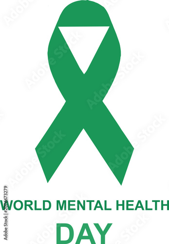 World mental health day awareness green ribbon