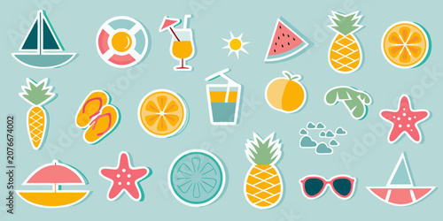 Summer Vacation Icons Colorful Flat Design Collection