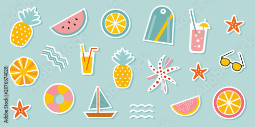 Summer Vacation Icons Colorful Flat Design Illustration