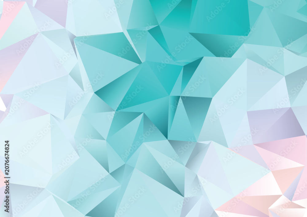 Fototapeta premium Abstract Blue Geometric Triangle Background with Polygon Crystal Shapes Futuristic Mosaic Pattern and Origami Texture Vector Wallpaper Design Illustration Backdrop