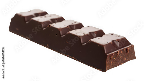 Dark chocolate bar piece isolated on transparent background