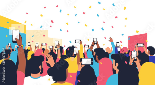 People Celebrating With Mobile Phones 1.
