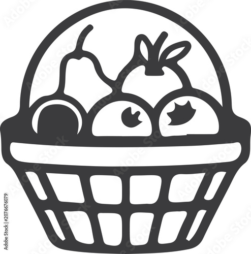 Fresh Harvest Produce Collection In Traditional Market Basket