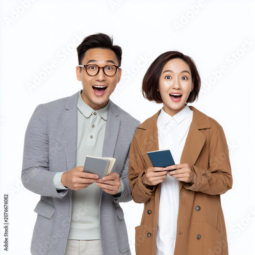Excited Couple Looking at Smartphone, Online Shopping and Digital Lifestyle Concept