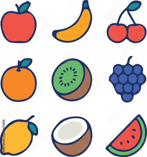 Colorful Fresh Fruit Collection For Healthy Lifestyle
