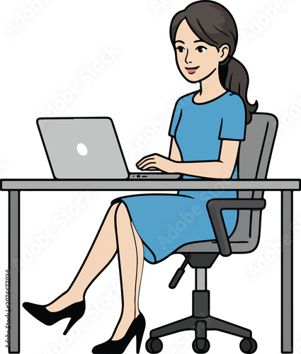 Professional Woman Working In Modern Office Environment