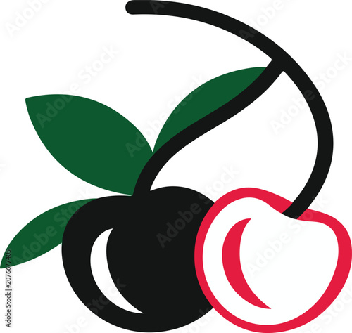 Cherry Fruit Icon Minimal Vector Logo Design