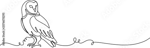 Foto Minimalist Line Art Barn Owl Illustration: Single Line Drawing of a Bird