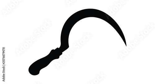 Schilderij op canvas Hand sickle silhouette against a white background