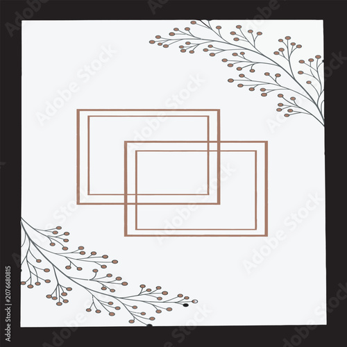 Minimalist Rose Gold Geometric Squares With Botanical Corners