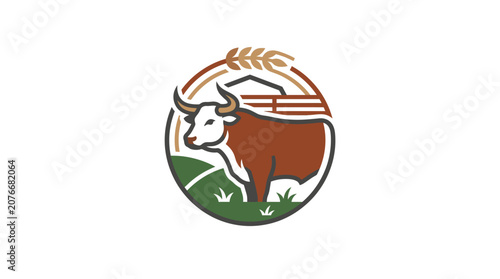 Bild auf Leinwand Brown Cow With White Face Standing.