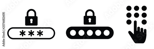 Konstfotografi Pin code icon set, keypad password symbols, authentication locks, secure access