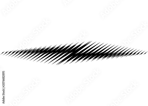 Striped vector pattern of black sharp lines on a white background. Modern design element for car body, sportswear, toy. Sporty vector background for labels, emblems, logos.