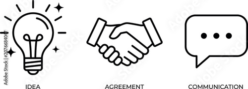 Handshake line art icon, business agreement partnership concept vector illustration