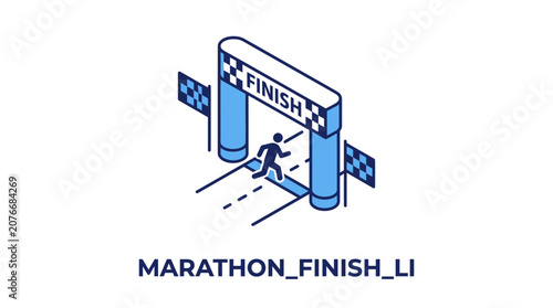 Fotografie Runner crossing marathon finish line.