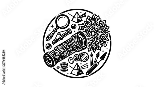 Artistic Discovery Telescope Magnifying Glass Mandala Prisms Drawing Tools