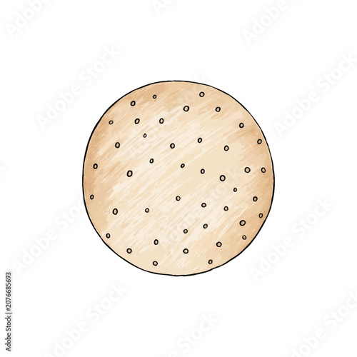 Round sesame seed cookie with scattered seeds.
