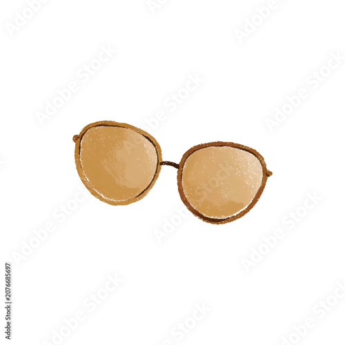 Round Sunglasses with Brown Frame and Tinted Lenses.