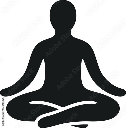 Yoga Silhouette Icon, Meditating Person in Lotus Pose Vector