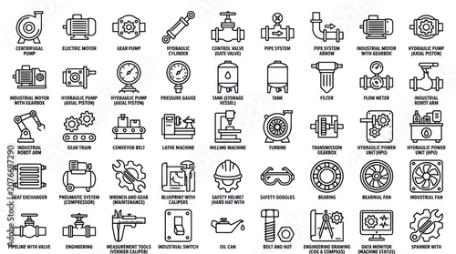 Konstfotografi Comprehensive industrial equipment and plumbing icon set