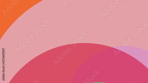 Abstract background, with overlapping curved, shapes in shades, of orange, pink, and magenta for, artistic projects