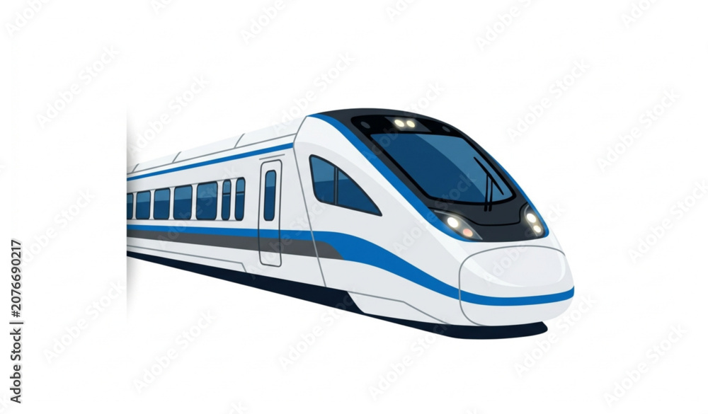 Obraz premium Electric Commuter Train Breaking Out from White Background Vector