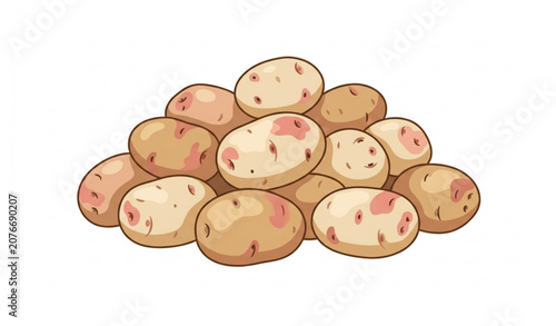 Cuadro en lienzo Fresh King Edward Potatoes Vector Illustration on White Background