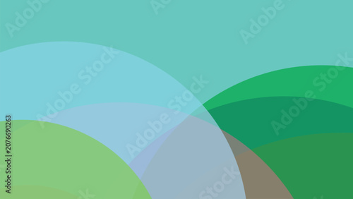 Abstract background, with overlapping curved, shapes in shades, of teal, light, blue, and green, for clean projects