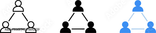 People network connection group icons in three styles with connection community communication relationship management business organization