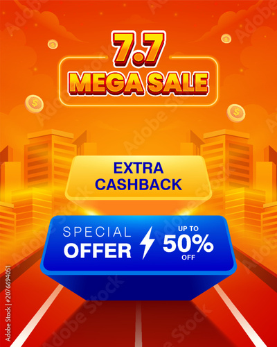 7.7 mega sale banner template design special offer
