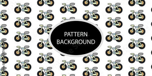 Konstfotografi Vector Pattern Featuring Blue Motorcycles and Biker Equipment on White Backgroun