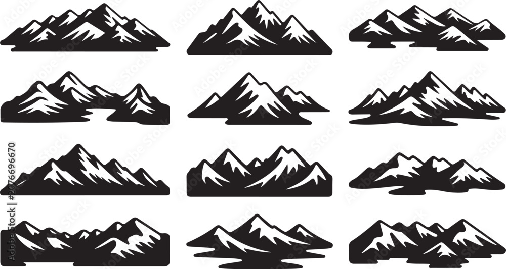 Fototapeta premium Silhouette mountain logo set 38