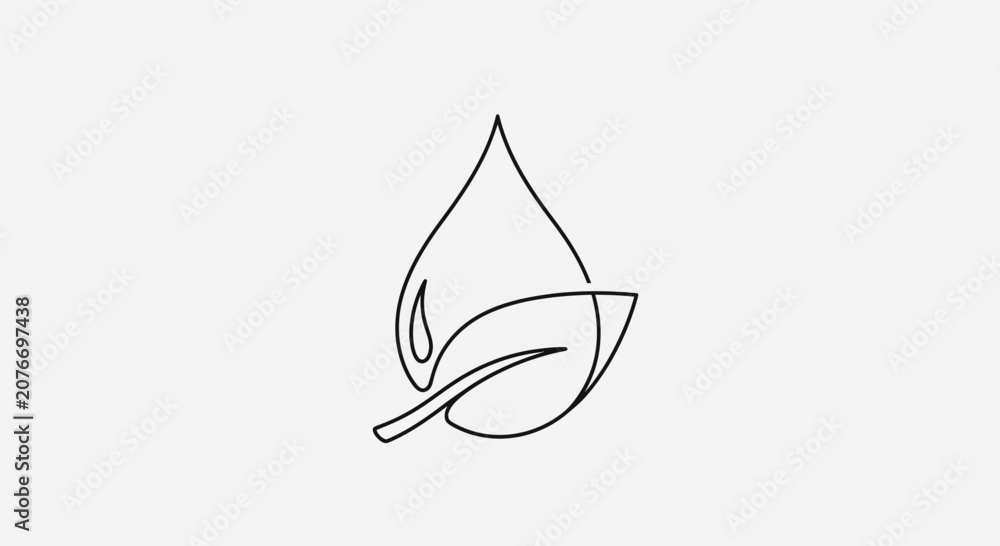 Fototapeta premium Leaf and water drop icon symbol.