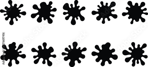 Fotografie Black splatter set isolated ink blot shapes for graphic design and digital art p