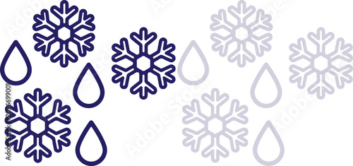 Fotografie Snowflakes and sleet rain mixed with snow outline weather icon indicating freezi