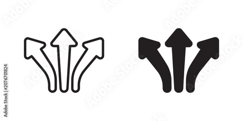 three upward arrows icon set featuring success, improvement, rising trends and positive business growth symbols for web and mobile design