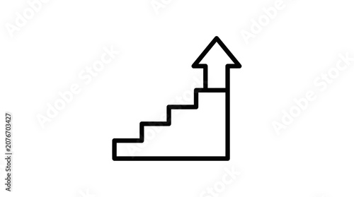 Staircase with upward arrow growth progress icon