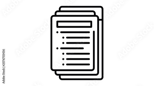 Stack of paper documents office line icon