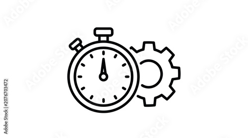 Stopwatch with gear icon for time management efficiency.