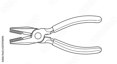 Heavy duty pair of pliers hand tool with gripped handles and serrated jaws for mechanical work, plumbing, and home repairs.