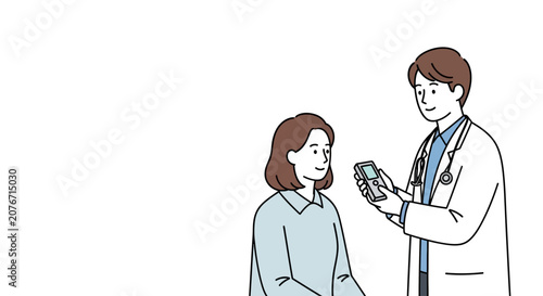 Doctor using handheld AI diagnostic tool to examine patient in modern clinic, representing healthcare innovation and technology